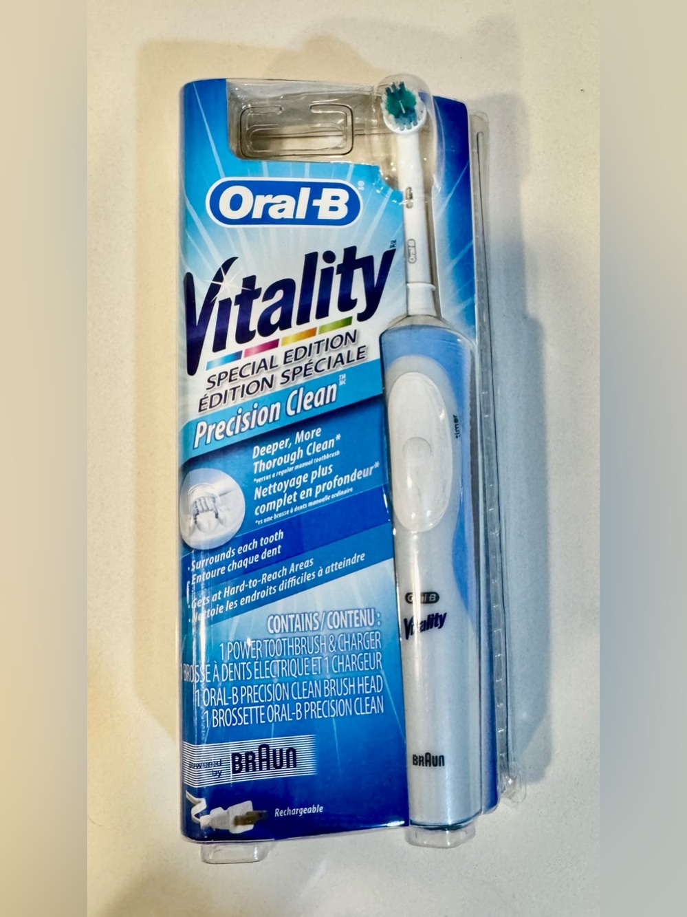 Oral-B Vitality Precision Clean Electric Toothbrush — White and Blue